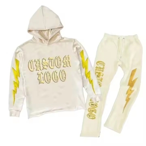 Sweat à capuche en molleton de sport imprimé bouffant 3D unisexe et ensemble de pantalons en coton Active Bottoms Wholesale - Product Image 4