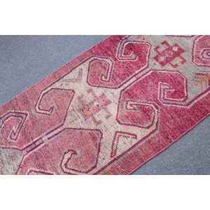 Tapis turc vintage 3x10,2 pieds, tapis rouge à carreaux Herki - Product Image 5
