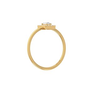 เครื่องประดับ avarta 14K สีเหลืองทอง Dainty Baguette Halo แหวนเพชร - Product Image 3