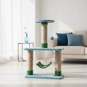 Arbre à chat Amistar Blue Sky de haute qualité avec hamac et griffoir pour chats de toutes tailles. - Product Image 1