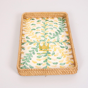 Vente en gros de plateaux de service en rotin de couleur de taille personnalisée Présentoir décoratif en nacre fait à la main pour nourriture, thé, café, table à manger - Product Image 4