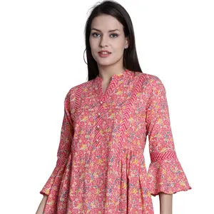 Raj nandini Neuestes Design Bestseller lässige Damen Short Tunic Short Kurti für den täglichen Büro gebrauch Wear zum Massen preis erhältlich