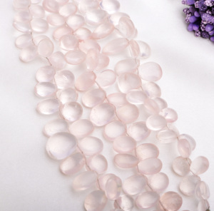 ลูกปัดโรสควอตซ์ทรงรีเรียบธรรมชาติสำหรับทำเครื่องประดับอัญมณี - Product Image 2