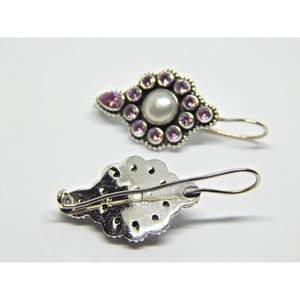 925 Sterling <b>Silver</b> Zircon and <b>Pearl</b> <b>Earring</b> with Faceted Gemstone Gift for Girls and Women Model E0651-GS - Product Image 4