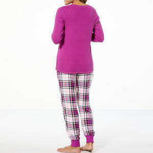 New Promotion on Women's Casual Loungewear Set 100% Cotton Cold Pajamas with Lace Decoration <b>Long</b> Daily Wear Tops at Low Price - Product Image 4