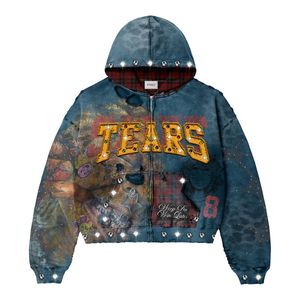 Sudaderas Extra Grandes con Logotipo Personalizado para Hombre, Estilo Lavado Ácido, con Cierre, Estampado en Serigrafía y Pedrería, 2026 - Product Image 1