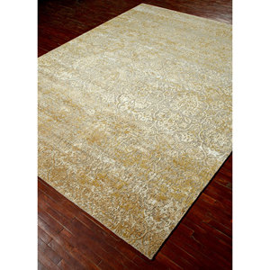 Alfombra Kavi Gold de Lana y Seda de Bambú Anudada a Mano, Diseño Clásico Abstracto Teoría del Caos, Decoración para Sala de Estar, Pasillo y Hogar - Product Image 2