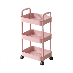 Étagères de rangement en métal à trois niveaux, design moderne, couleur personnalisée, roulettes, écologiques, durables, organisation du salon, minimaliste - Product Image 1