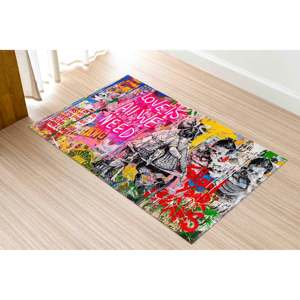 Alfombra con Estampado de Grafiti - Arte Callejero Vibrante para el Hogar y el Automóvil, Alfombra de Terciopelo - Product Image 5