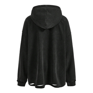 Sudadera con Capucha para Hombre, Estilo Vintage, Lavado Desgastado, Sin Cordones, de Algodón Grueso, Estilo Francés - Product Image 2