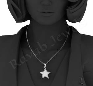 สร้อยคอเงิน2025ผลิตตามสั่งผลิตจากโรงงานโดยตรงคุณภาพสูงเครื่องประดับรูปดาว29X21มม. ทำจากนิกเกิลอินเดียปราศจากตะกั่วเครื่องประดับค้นพบชิ้นส่วน - Product Image 2