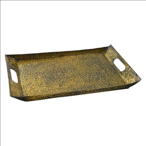 Assiettes de service de couleur Antique plats à Dessert plateau à dîner rectangulaire en métal de qualité fraîche pour plateaux de service de Restaurant - Product Image 1