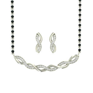 Compre un Conjunto de Mangalsutra de Plata Pura, Joyería Fina con Diamante de Corte Esmeralda Chapado en Oro, para Regalo de Boda o Fiesta para Esposa - Product Image 1