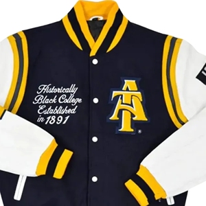 Para A & T HBCU Letterman Aggie Pride College Varsity chaqueta recubierta frontal bordado - Product Image 2