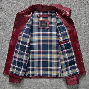 เสื้อแจ็คเก็ตหนังแพะสำหรับผู้ชาย, เสื้อแจ็คเก็ตหนังแท้ย้อมสีแวกซ์ - Product Image 5