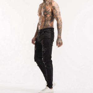 Pantalones vaqueros transpirables de cintura alta para hombre con logotipo personalizado, último diseño de 2024, estampado técnico lavado con bolsillos personalizados - Product Image 5