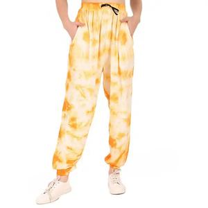 Pantalones de chándal con cordón de algodón a la moda para mujer con estampado de sublimación de Color naranja, pantalones holgados de lana para gimnasio - Product Image 6