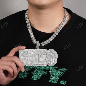 Personnalisation de WB Baguette Cut VVS1 Moissanite Argent Solide Plaqué Or Hip Hop Super Iced Out Pendentif Pour Unisexe - Product Image 3