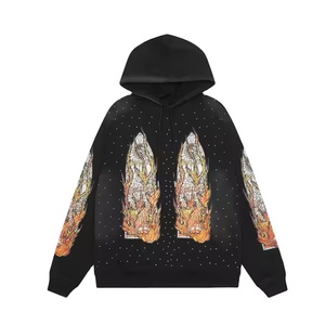 เสื้อฮู้ดดี้แบบสวมหัว ผ้าฝ้าย 100% แห้งเร็ว ระบายอากาศได้ดี ตกแต่งด้วยงานปักคริสตัล พิมพ์ลาย DTG  ดีไซน์ซิปแบบกำหนดเอง สำหรับทุกเพศ - Product Image 3