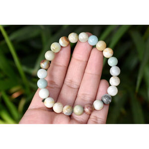 Amazonite Crystal Round <b>Beaded</b> Natural Stone <b>Fashion</b> Jewelry <b>Bracelet</b> Stylish Bangle for Women - Product Image 4