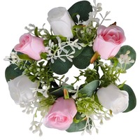 Bougeoirs multicolores personnalisés en rose et eucalyptus, bougies sans flamme de 4 pouces, centre de table de mariage, décoration de la maison