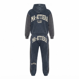 Conjunto de Sudadera con Capucha Oversize y Pantalones Jogger de Algodón Lavado Personalizado para Mujer, Chándal de Felpa Estilo Urbano OEM ODM - Product Image 4