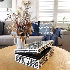 กล่องทิชชู่สีดำสีขาวสุดหรูกล่องกระดาษทิชชู่สำหรับตกแต่งทำจากไม้ทรงสี่เหลี่ยมผืนผ้าทันสมัยทนทานสำหรับเป็นของขวัญเครื่องประดับในบ้าน - Product Image 4