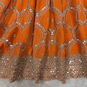 Conjunto de traje de fiesta Plazo Georgette de imitación de 3 piezas con micro interior, bordado de lentejuelas y Plazo cosido, Dupatta incluida - Product Image 6