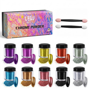 LE.Q.U Poudre Pigmentée Effet Miroir Magique Super Brillant 10 Couleurs pour Nail Art & Artisanat en Résine - Product Image 1