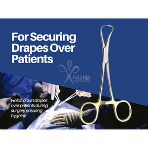 Pinza de Toalla de Acero Inoxidable, Pinzas Backhaus Chapadas en Oro de 5 Pulgadas, Mecanismo de Bloqueo Seguro Quirúrgico, Certificación CE para - Product Image 6