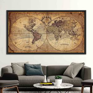 Vintage Old <b>World</b> <b>Map</b> Art Canvas Print - Elegant <b>Map</b> <b>Wall</b> Art,1P:Black Framed - Product Image 1