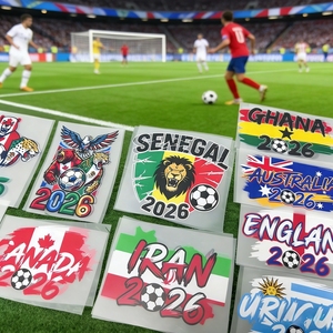 Set <span class=keywords><strong>di</strong></span> Adesivi Personalizzati Termoadesivi per la Coppa del Mondo 2026, Pronti per la Stampa, Trasferimento DTF, Prodotti per la Coppa - Product Image 1