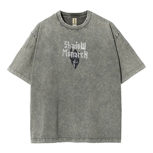 Personalizado de gran tamaño de algodón pesado gráfico impreso Casual hombres Vintage ácido lavado en blanco camisetas camisas de los hombres - Product Image 5