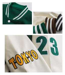 แจ็คเก็ตสำหรับผู้ชาย แจ็คเก็ตวาร์ซิตี้ OEM ปักโลโก้ตามสั่ง แจ็คเก็ตบอมเบอร์ แขนหนัง สไตล์เรโทร แจ็คเก็ตเลตเตอร์แมน แจ็คเก็ตเบสบอลวาร์ซิตี้สำหรับผู้ชาย - Product Image 3