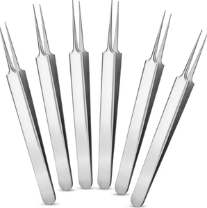 Juego de 6 piezas de pinzas para pestañas del mejor fabricante, herramienta de belleza para depilación de cejas - Product Image 1
