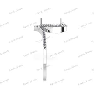 925 Sterling <b>Silver</b> 2025 Empty Stone Blank Setting With CZ <b>Set</b> Pear 7x9mm Prong Women Keepsake Breastmilk Jewelry Band Halo <b>Ring</b> - Product Image 4