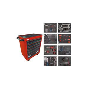 Movable 6-Drawer Lockable <b>Tool</b> Cart with Wheels 239-Piece Red <b>Tool</b> <b>Cabinet</b> for Workshop - Product Image 1