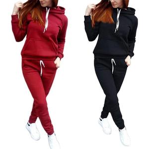 Nuevo estilo, logotipo personalizado, Sudadera con capucha de lana de manga larga de invierno de longitud regular sólida informal para mujer, pantalones apilados para correr - Product Image 2