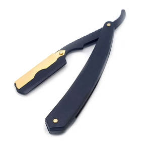 Maquinilla de afeitar profesional de borde recto para hombre, acabado cromado negro, Hoja de Seguridad desechable alta, afeitado perfecto, uso corporal, belleza de peluquero - Product Image 3