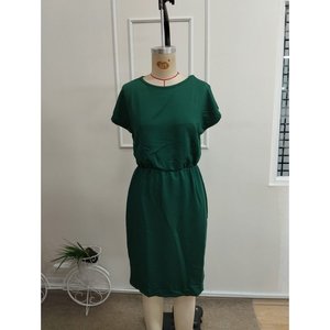 Women's Short-Sleeve Crew Neck Short <b>Viscose</b> Two-Thread <b>Dress</b>, 34211 - Green - Product Image 4