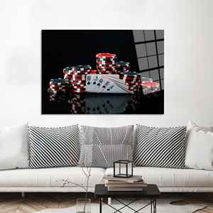 Elegant <b>Printed</b> Canvas Artwork: Poker Theme for Modern Decor,TEMPERED GLASS <b>ART</b> - Product Image 1