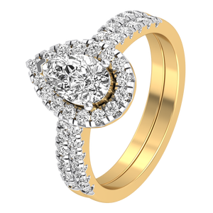 Anillo de Bodas de Lujo para Mujer, Oro Sólido de 9K, Corte Pera, Amarillo y Blanco, 1.66 Quilates, Claridad VS, Color EF, Diamante Cultivado en Laboratorio, IGI - Product Image 4