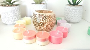 Vela Votiva de Cera de Abeja con Mosaico Teñido Romántico Hecha a Mano, Altamente Perfumada, Diseño Moderno para Decoración de Mesa de Fiesta Diwali y Bodas - Product Image 3