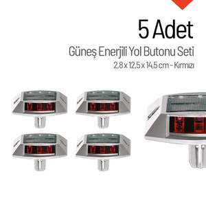 Lot de 5 boutons stroboscopiques rouges à énergie solaire avec ancrages – Produits d'avertissement routier - Product Image 3