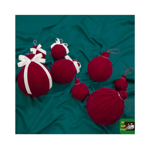 Juego de bolas de Navidad de 10cm envuelto en tela, adornos de árbol transfronterizos para decoración festiva, diseño de escena con cinta blanca - Product Image 1