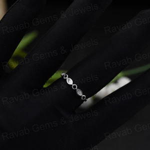 Hecho a mano 925 Plata 2x4mm Marquesa Color CZ media eternidad bisel en blanco ajuste anillo leche materna DIY cenizas trabajo recuerdo joyería - Product Image 6