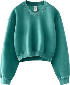 Women's Casual Long Sleeve Crew Neck Letter Print Crop Top Sweatshirt customize fashion sweatshirts women streetwear cropped top - Product Image 3