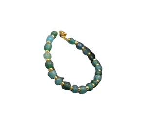 Boho <b>Bracelet</b> with Small Indonesian Glass <b>Beads</b>, Green Teal, Bohemian <b>Bracelet</b>, 6" Seed <b>Beads</b> <b>Bracelet</b>, Rustic <b>Beads</b>, Gift for W - Product Image 1