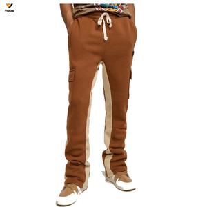 Pantalones de chándal de cintura alta con logotipo personalizado para hombre, pantalón de estilo informal con cordón acampanado - Product Image 1