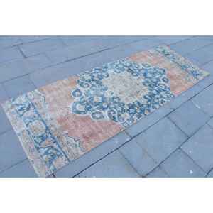 Vintage Rug, 2.7x7.8 ft <b>Runner</b> Rug, Blue <b>Red</b> Wool Rug - Product Image 3